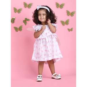 Polka Tots Sin mangas Flamingo Fingers Print vestido con diadema-Multicolor - Product Image 1