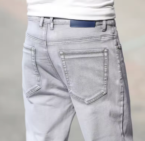 Jeans de Verano para Hombre, Nuevos, Rectos, Holgados, Finos, Informales, Ligeros, de Algodón Elástico, Color Gris Claro - Product Image 6