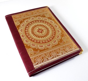 Notebook Journal Cover With Class Of Richly Decorative Shuttle Woven Fabric Made In Coloured <b>Silks</b> With Gold And Silver Threads - Product Image 2