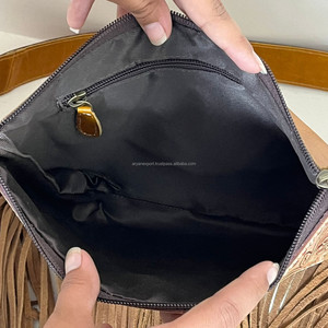 Factory Price Women's Large Hand Tooled Cowhide Leather Fringe Purse Bag & Hand Tooled Bifold Wallet Clutch 2-Piece Matching Set - Product Image 6