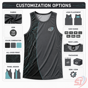 Technical Print <b>Men</b>’s Sports Tank Top Breathable Performance Training <b>Singlet</b> - Product Image 3