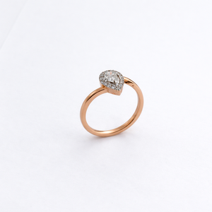 Bague Namivaa Vmg122 en or rose 14 carats avec diamant taille poire et halo, élégante bague solitaire pour femme, idéale pour mariage ou promesse, bijou fin poli miroir, cadeau - Product Image 4