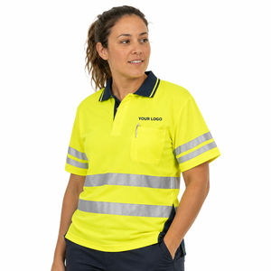 Camiseta Polo Reflectante de Alta Visibilidad para Mujer con Bolsillo en el Pecho, Uniforme de Trabajo de Poliéster, Impresión de Logotipo Personalizado - Product Image 1