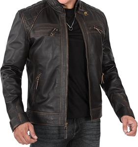 Leather <b>Jackets</b> Factory Direct High Quality Zipper With Removable Hood Leather <b>Jacket</b> <b>for</b> <b>Men</b> - Product Image 2