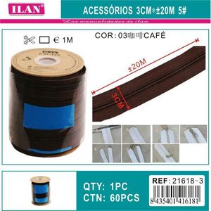 Cerniera Ilan 3Cm X 20M N°5 Colore Caffè per Cucito e Artigianato - Product Image 3