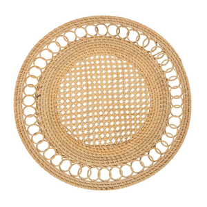 Boho Wedding Rattan Placemat Hand-Woven <b>Round</b> <b>Table</b> Decoration for Outdoor Reception Rental Natural Fiber <b>Mat</b> - Product Image 1