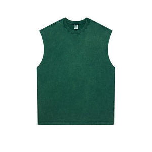 Camiseta sin mangas acanalada personalizada para hombre, corte holgado, para gimnasio, con borde sin rematar, estilo urbano, 100% algodón, de secado rápido y transpirable - Product Image 4