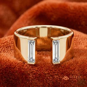 Moissanite <b>Ring</b> Baguette Cut Open Bands Gold Plated 925 Sterling <b>Silver</b> <b>Statement</b> <b>Ring</b> Miami Chicago Fine Jewelry Modern Designs - Product Image 4