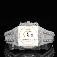 Großhandel Roségold Moissanit Diamant Edelstahl Analoguhr für Herren Premium Luxus Bling Armbanduhr Weltweit Lieferbar