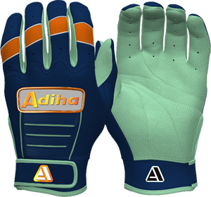 Gants de frappe de baseball en gros, bleu marine et menthe, manchette courte, antidérapants, fermeture auto-agrippante, haute qualité, fabriqués par Adiha Impex - Product Image 4