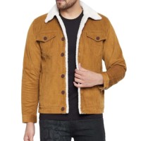 Veste en jean pour homme, doublure en peau de mouton, manches courtes, couleur unie, coupe classique, tenue décontractée d'été, détails surpiqués, imperméable