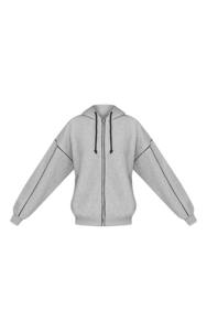 Custom Womens Light Gray Tracksuit Full Zip Hoodie <b>Jogger</b> <b>Set</b> Cotton Fleece Casual Activewear Loungewear <b>Matching</b> Outfit - Product Image 6