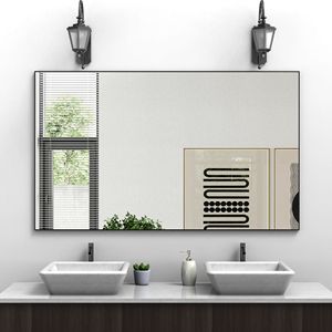Modern <b>Rectangle</b> 60\"x36\" Oversized Bathroom <b>Mirror</b> Black Aluminum Frame Large <b>Wall</b> <b>Mirror</b> for Living Room Bedroom <b>Wall</b> <b>Mirror</b> - Product Image 2