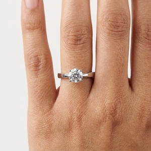 Bague de fiançailles classique pour femme avec diamant rond brillant PT950, bijoux en diamant naturel - Product Image 5