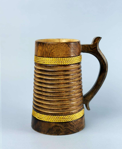 Mug à bière en bois de qualité supérieure, design Koi, fabriqué à la main, avec paille, portable, écologique, par Crescent Crafts - Product Image 5
