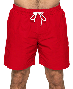 กางเกงขาสั้นชายสีแดงล้วนสั่งตัดพิเศษ เอวกลาง มีเชือกผูก แห้งเร็ว ผ้าทอ สไตล์ลำลอง พร้อมเชือกผูกปิด - Product Image 4
