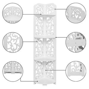 Mobiletto da Bagno a 4 Ripiani Daqing, Stile Intagliato, Impermeabile, Angolo di 120 Gradi, Colore Bianco - Product Image 4