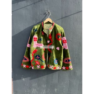 Multi Embroidery Jacket Hand <b>Stitch</b> Velvet Jacket Suzani Short Unisex Jacket <b>Coat</b> Winter Overcoat Women's Jacket <b>Coat</b> - Product Image 4