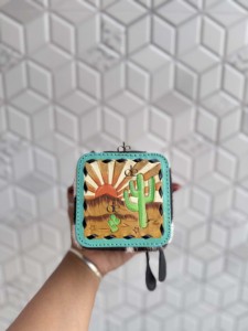 Premium Genuine Leather <b>Travel</b> Jewellery Compact <b>Case</b> Bohemian Zipper Closure Hand Tooled Leather Durable Storage Accessory - Product Image 3