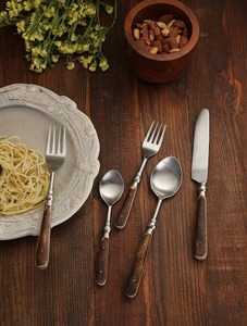 <b>Vintage</b> Wooden Handle Flatware Set Stainless Steel High Mirror Polish Dishwasher <b>Safe</b> Wedding Use - Product Image 1