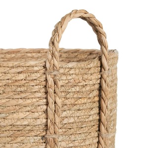 Seagrass <b>basket</b> with white fabric bottom Handmade <b>Storage</b> <b>Basket</b> Wholesale eco-friendly Made in Vietnam - Product Image 5