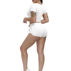 Ensemble court tendance personnalisé respirant sans couture grande taille pour femme – T-shirt et short décontractés d'été en promotion - Product Image 5