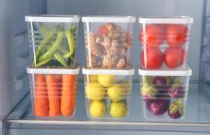 Durable Food Grade Transparent Fridge Crisper with Compartment Drainer Stackable <b>Vegetable</b> Fruit <b>Storage</b> Box <b>Kitchen</b> Prep - Product Image 2