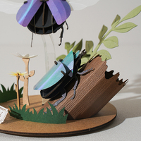 [4R] Kit de Manualidades Creativas de Escarabajo Tallado en Papel con Impresión 3D de Animales, Ensamblaje sin Pegamento, Personalizable, Miniatura