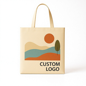 Sacs fourre-tout en toile de coton en gros, personnalisables avec logo imprimé, réutilisables, grands sacs de courses, sacs en coton blancs à motif géométrique - Product Image 1