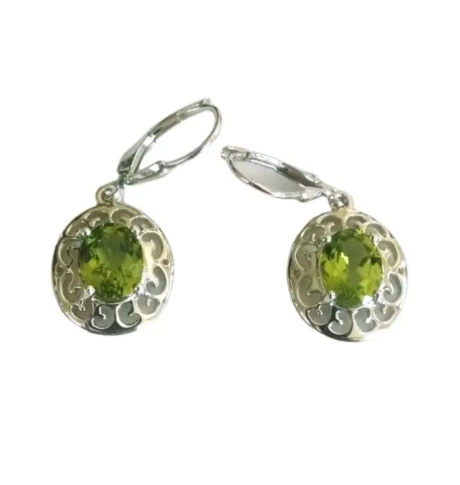 Anting-anting perak Peridot desain baru stud anting-anting hijau kancing untuk hadiah hadiah pengiriman cepat keahlian sempurna