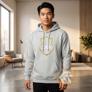 Sudadera con Capucha Gris para Hombre, 100% Algodón, Logotipo Bordado Iota |   Ropa de otoño informal con bolsillo frontal Phi - Product Image 2