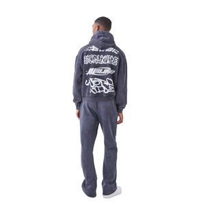 Survêtement personnalisé pour hommes lavé à l'acide ensemble de jogging réversible coupe-vent avec fermeture à cordon imprimé de décoloration solaire pour la saison d'hiver - Product Image 4