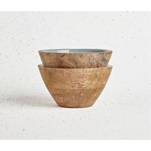 Ensemble de saladiers en bois rustique avec intérieur émaillé, grands bols décoratifs pour fruits, bols en bois faits à la main pour la cuisine et la salle à manger - Product Image 1