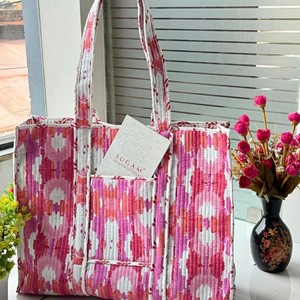 Sac fourre-tout rose tendance en non-tissé à panneaux, fermeture ouverte, sac de shopping, utilisation toutes saisons - Product Image 2