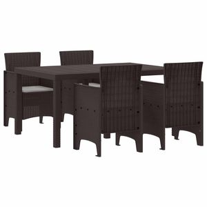Ensemble de salle à manger de jardin en rotin brun 5 pièces, mobilier de jardin Polytropic - Product Image 1