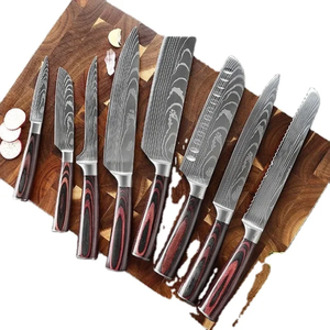 Juego de Cuchillos de Chef Profesionales de Acero Inoxidable con Mango de Madera Pakka, Ocho Piezas, Ecológico, Gran Venta - Product Image 1
