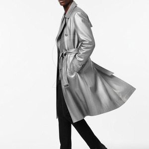 Manteau trench en cuir sur mesure pour homme, respirant, écologique, longueur standard, confortable, vêtements de mode, couleurs personnalisées - Product Image 4