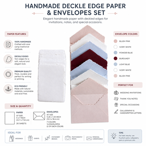 Luxury <b>A6</b> Deckle Edge <b>Cards</b> and Envelopes Set for Wedding Invitations Stationery and Calligraphy Writing - Product Image 6