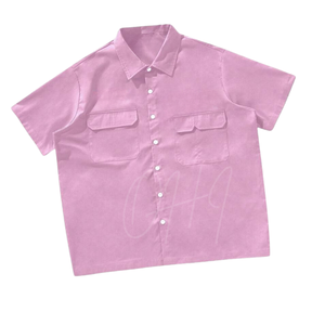 Camisa de Manga Corta Rosa con Logotipo Personalizado, 100% Algodón, Transpirable, Corte Holgado, Estilo Casual y Moderno, con Botones, para Hombre y Mujer, Calidad Garantizada - Product Image 2