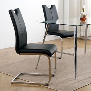 Sedie da Pranzo Moderne in Ecopelle con Gambe in Metallo Cromato, Sedia Imbottita per Soggiorno con Seduta Imbottita per Comfort e Stile - Product Image 2
