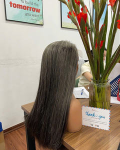 Mejor Precio Abril Pelucas de Encaje de Cabello Humano Gris Plata Sal y Pimienta, Cabello Vietnamita Virgen Directo de Fábrica - Product Image 4