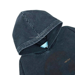 Sudaderas con capucha Boxy con impresión lavada con ácido personalizada 500 Gsm French Terry Distressed Raw Hem recortada Hood XL Size Towel Techniques - Product Image 2