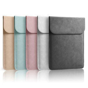 Leather <b>Laptop</b> <b>Sleeve</b> Case in Beige Teal Pink Silver Gray for MacBook and Other <b>Laptops</b> - Product Image 1