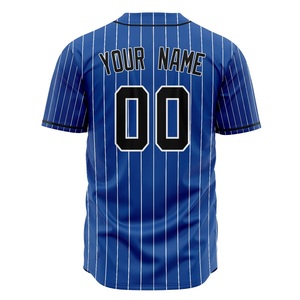 Compre Ahora Jersey de Béisbol Personalizado para Hombre de la Mejor Calidad, Nombre del Equipo 00, Azul a Rayas, Poliéster, Cierre de Botones, Manga Corta, Ropa Deportiva para Adultos - Product Image 3