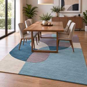 Modern Abstract Geometric <b>Hand</b> <b>Tufted</b> Wool Loop Pile Washable Area <b>Rug</b> for Living Room & Bedroom - Product Image 2