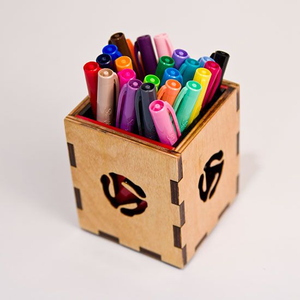 High Quality MDF Pen Stand Holder Hot Selling Rectangle Stationery Organize Pen Holder <b>Creative</b> Desk Pen Holder - Product Image 1