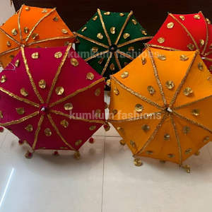 Nouvel Arrivage Parapluie Décoratif à Ouverture Manuelle en Tissu Velours Lisse avec Broderie Gota pour Décoration de Mariage - Product Image 4