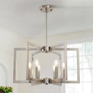 Wholesale Brushed Nickel Chandelier Bulk <b>Silver</b> Geometric Pendant Light Factory Price Retro Candle Hanging <b>Lamp</b> - Product Image 5