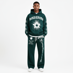 Conjunto Deportivo de 2 Piezas para Hombre, Sudadera con Capucha Lavada Personalizada, Resistente al Viento, Talla Grande, Estampado Digital, Ropa Urbana - Product Image 6