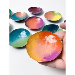 Luxury Handmade Enameled Metal Serving <b>Tray</b> Mini Decorative Jewelry Dish Nordic Style Colorful Copper <b>Snack</b> Plate for Home Decor - Product Image 1